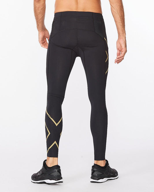 2XU Men's Light Speed Compression Tights - Black/Gold Reflective - D Byk Store