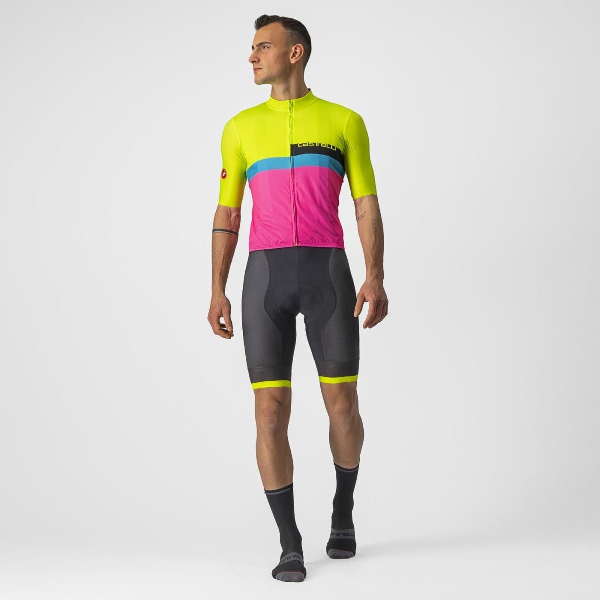Castelli A Blocco Jersey (Electric Lime/black - Blue - Magen) - D Byk Store