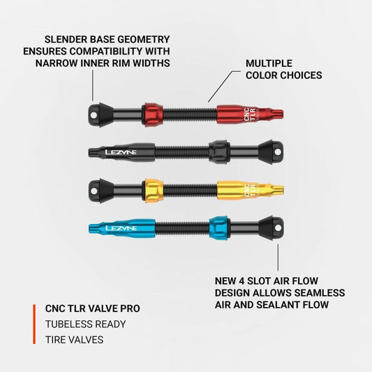 Lezyne CNC TLR Tubeless Valve Pro - Black (80mm) (Pack of 2) - D Byk Store