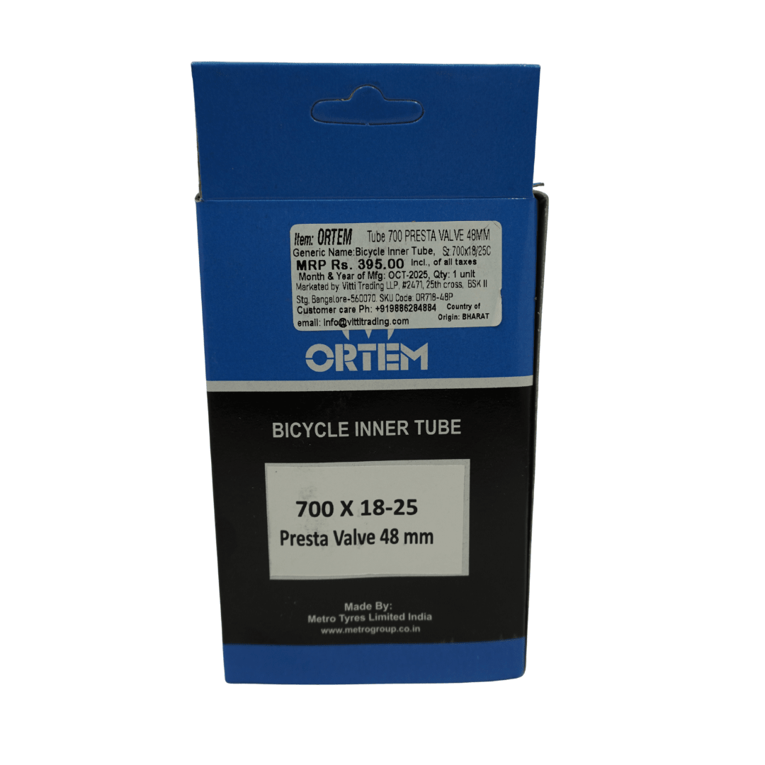 Ortem Bicycle Inner Tube – 700 x 18–25C, Presta Valve 48mm - D Byk Store