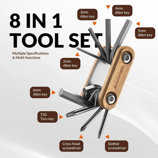 ROCKBROS Mini Lightweight Foldable Tools 8 in 1 Multitools Repair Set - D Byk Store