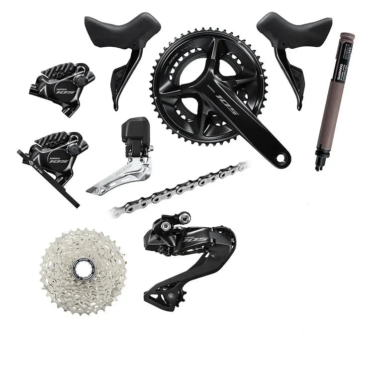 Shimano 105 R7150 Di2 2x12 Speed Groupset with Hydraulic Disc Brakes (50/34, 11-34) - D Byk Store
