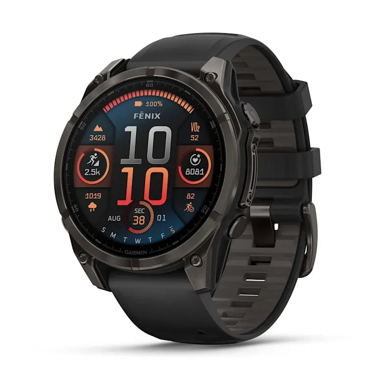 Garmin fēnix® 8 – 47 mm, AMOLED (Sapphire, Carbon Grey DLC Titanium, Black/Pebble Grey Silicone)