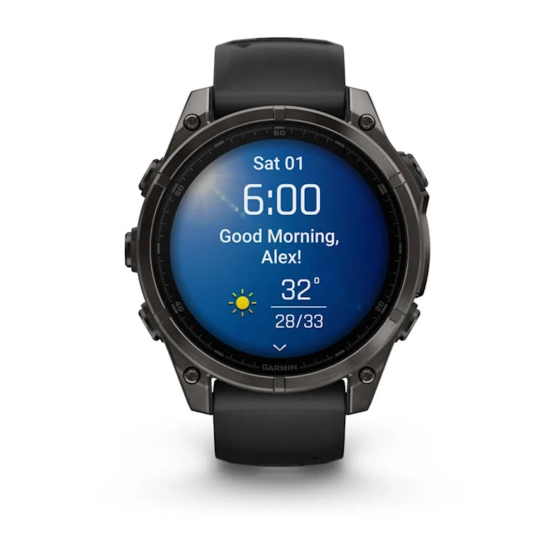 Garmin fēnix® 8 – 47 mm, AMOLED (Sapphire, Carbon Grey DLC Titanium, Black/Pebble Grey Silicone)