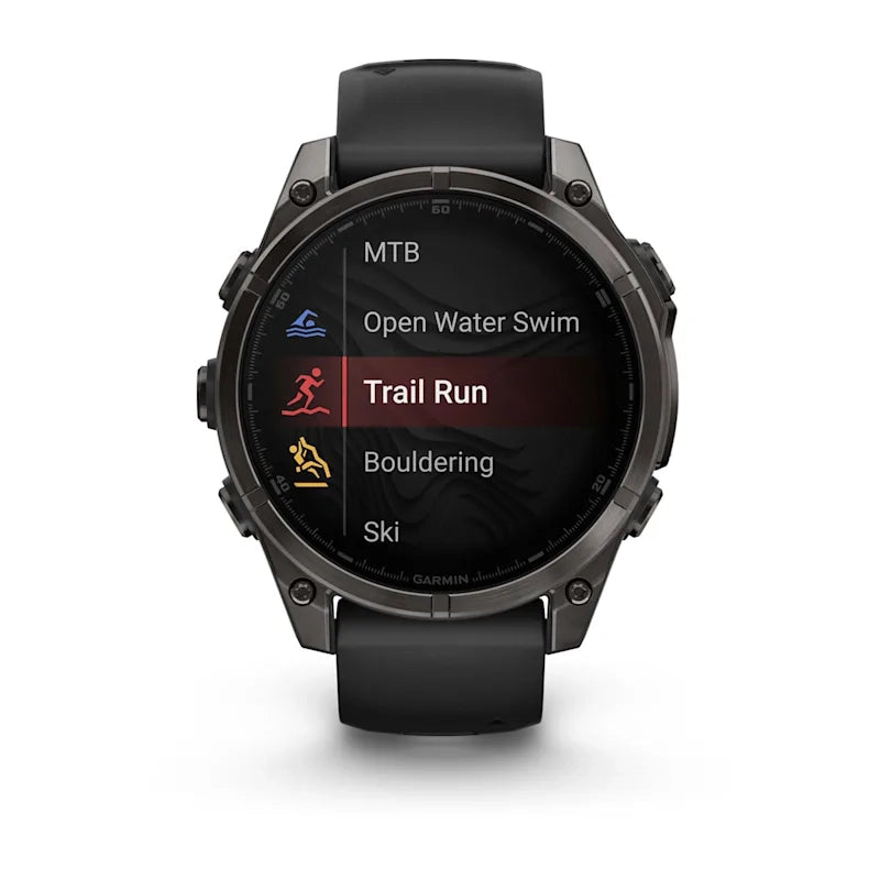 Garmin fēnix® 8 – 47 mm, AMOLED (Sapphire, Carbon Grey DLC Titanium, Black/Pebble Grey Silicone)