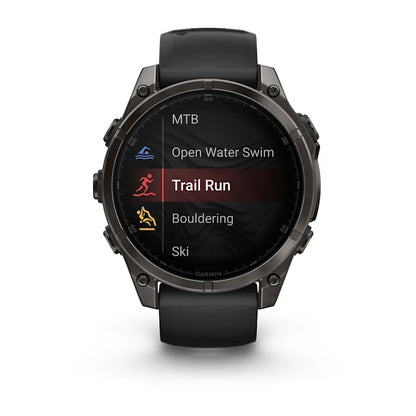 Garmin fēnix® 8 – 47 mm, AMOLED (Sapphire, Carbon Grey DLC Titanium, Black/Pebble Grey Silicone)