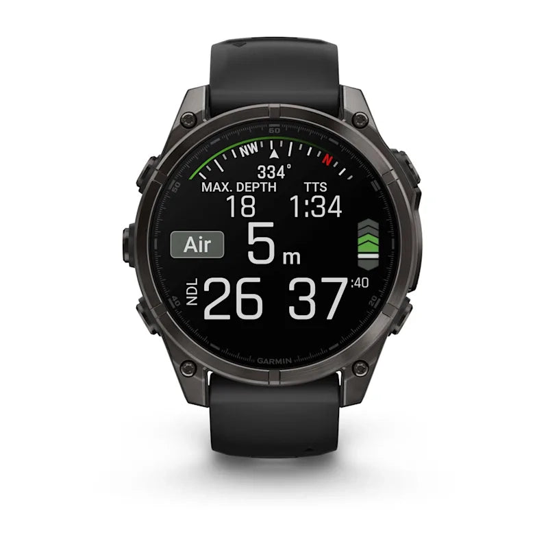 Garmin fēnix® 8 – 47 mm, AMOLED (Sapphire, Carbon Grey DLC Titanium, Black/Pebble Grey Silicone)