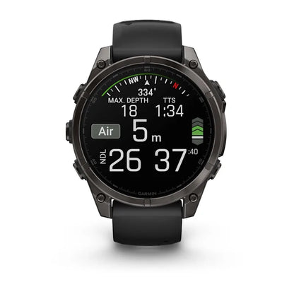 Garmin fēnix® 8 – 47 mm, AMOLED (Sapphire, Carbon Grey DLC Titanium, Black/Pebble Grey Silicone)