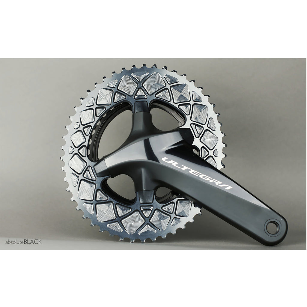 Absolute Black Oval Road Chainring 2X 110/4 Shimano 9100/8000 (Outer) - Black