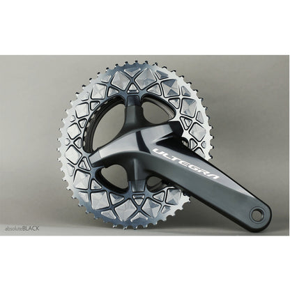 Absolute Black Oval Road Chainring 2X 110/4 Shimano 9100/8000 (Outer) - Black