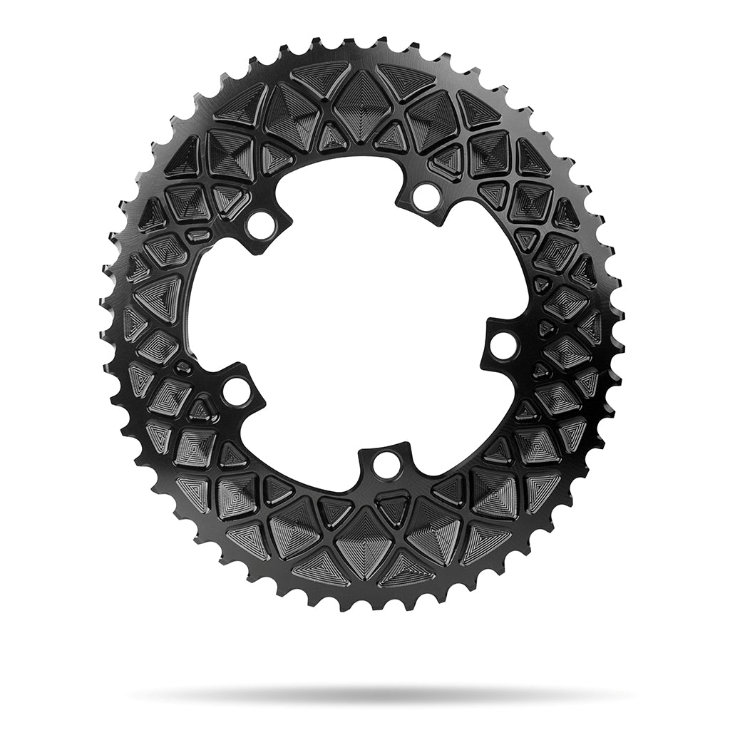 Absolute Black Oval Road Chainring 2X 110/5 (Not For SRAM) - Black