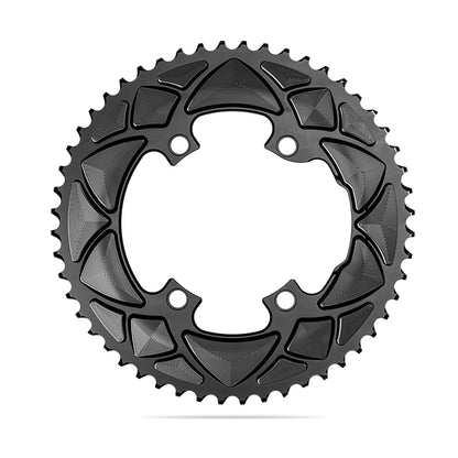 Absolute Black Round Road Chainring 2X 110/4 Shimano 9100/8000 - Black