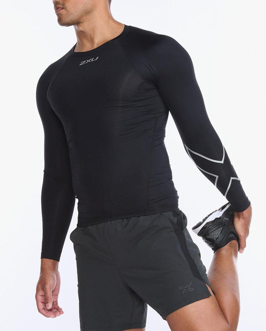 2XU Men's Core Compression Long Sleeve Top - Black/Silver - D Byk Store