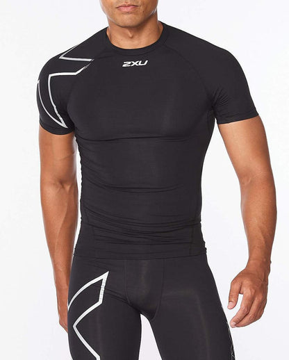 2XU Men's Core Compression Short Sleeve Top - Black/Silver - D Byk Store