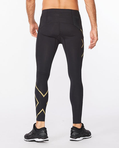 2XU Men's Light Speed Compression Tights - Black/Gold Reflective - D Byk Store