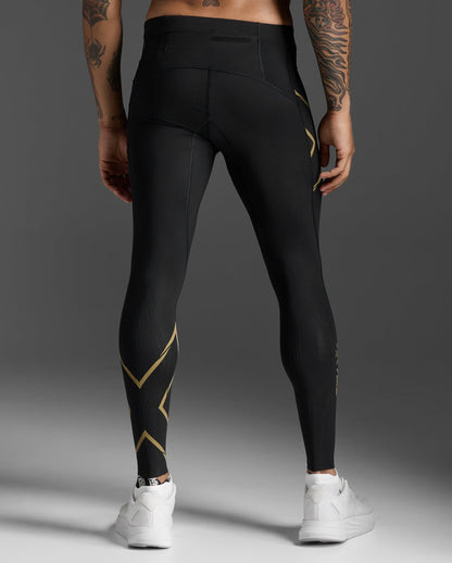 2XU Men's Light Speed Compression Tights - Black/Gold Reflective - D Byk Store