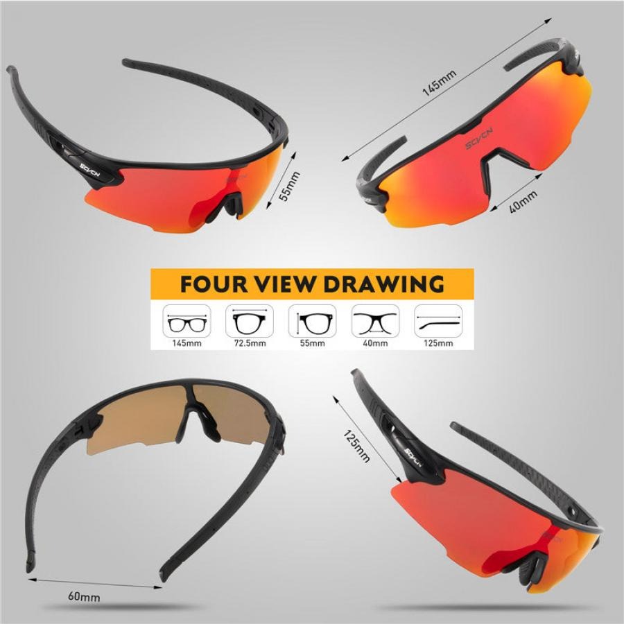 SCVCN S2 Sports Sunglasses - Red/Black