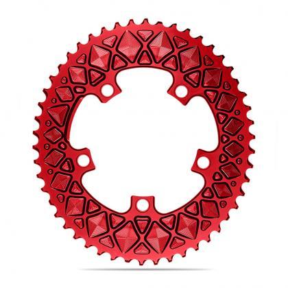 Absolute Black Oval Road Chainring 2X 110/5 (Not For SRAM) - Red