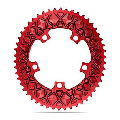 Absolute Black Oval Road Chainring 2X 110/5 (Not For SRAM) - Red