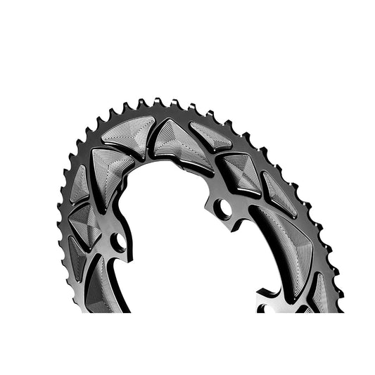 Absolute Black Round Road Chainring 2X 110/4 Shimano 9100/8000 - Black - D Byk Store