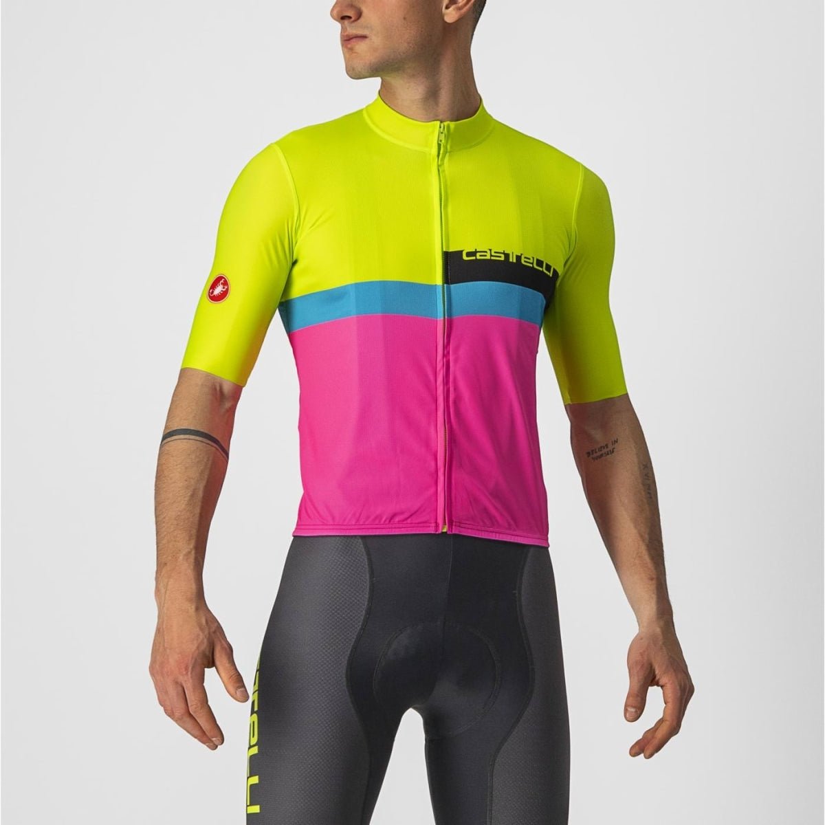 Castelli A Blocco Jersey (Electric Lime/black - Blue - Magen) - D Byk Store