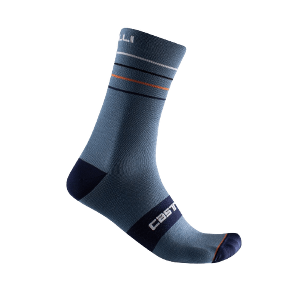 Castelli Endurance 15 Sock - Light Steel Blue/Pop Orange - White - D Byk Store