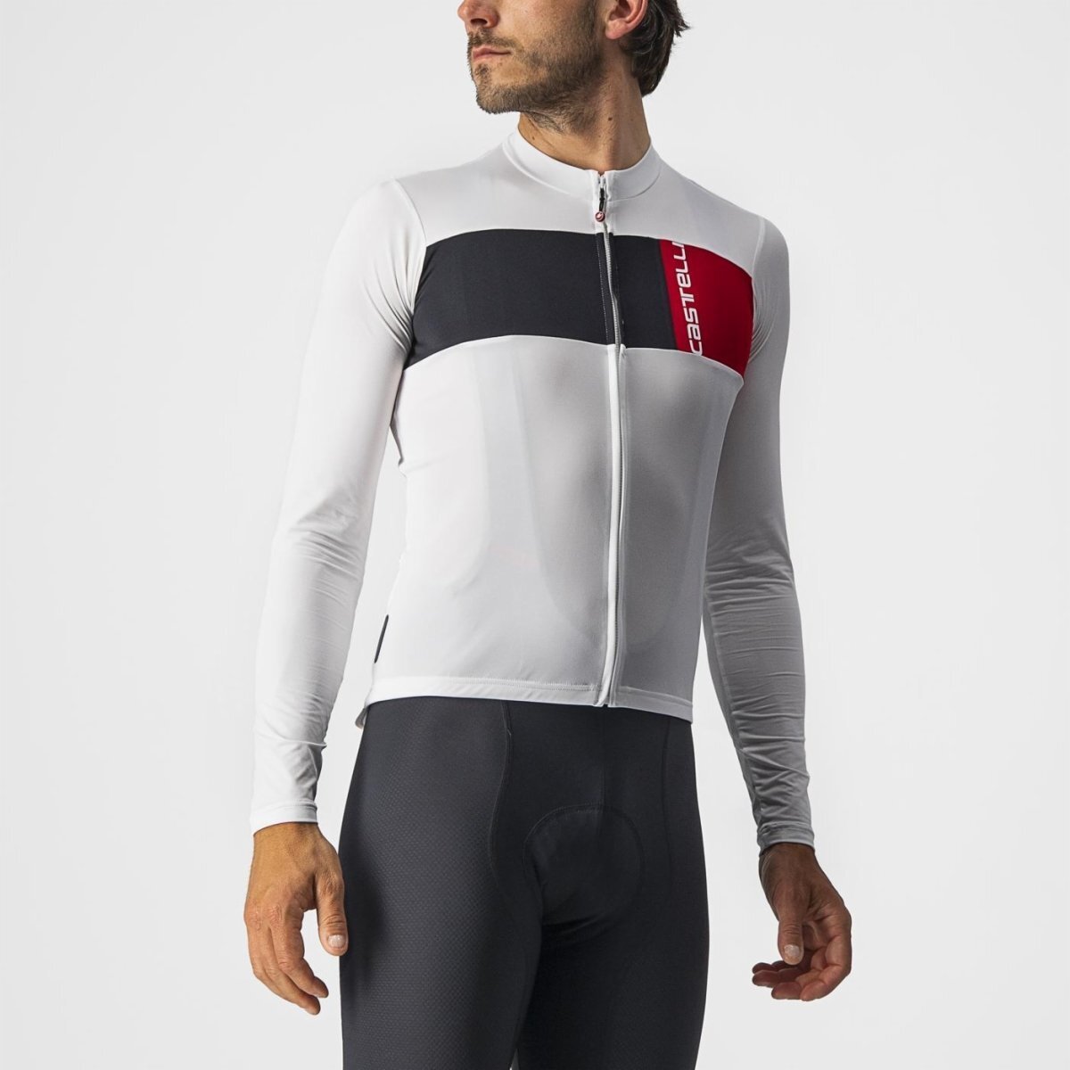 Castelli Prologo 7 Long Sleeve Jersey - Ivory/Light Black - Red - D Byk Store