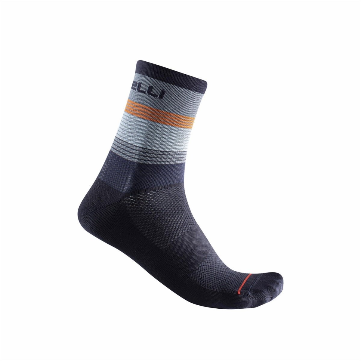 Castelli Scia 12 Sock - Light Steel Blue/Pop Orange - D Byk Store