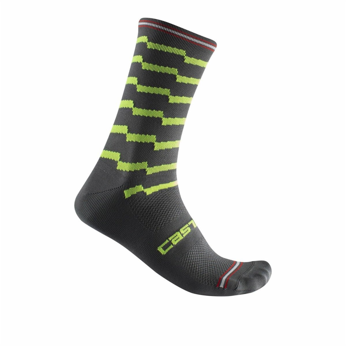 Castelli Unlimited 18 Socks - Dark Gray/Electric Lime - D Byk Store