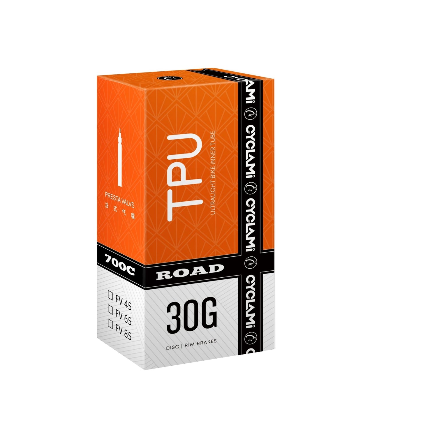 CYCLAMI 30g Orange TPU Road 18-32C 65mm Plastic Valve - D Byk Store