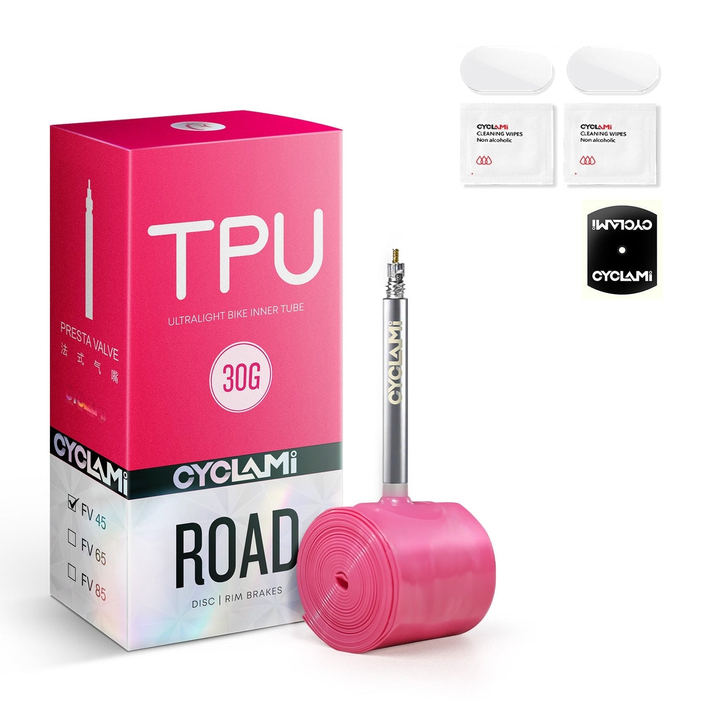 CYCLAMI 30g Pink TPU Road 18-32C 85mm Metal Valve - D Byk Store