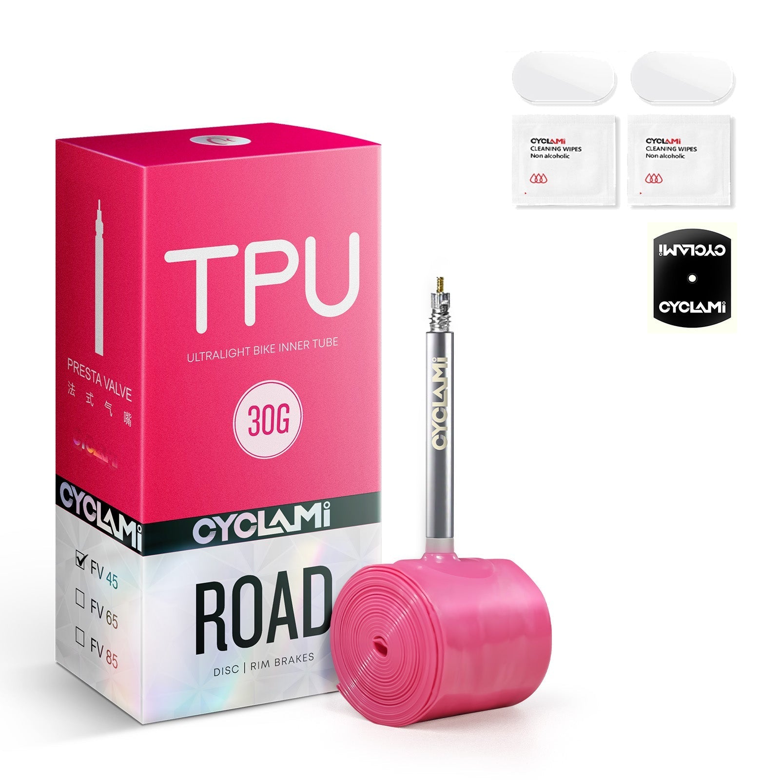 CYCLAMI 30g Pink TPU Road 18-32C 85mm Metal Valve - D Byk Store