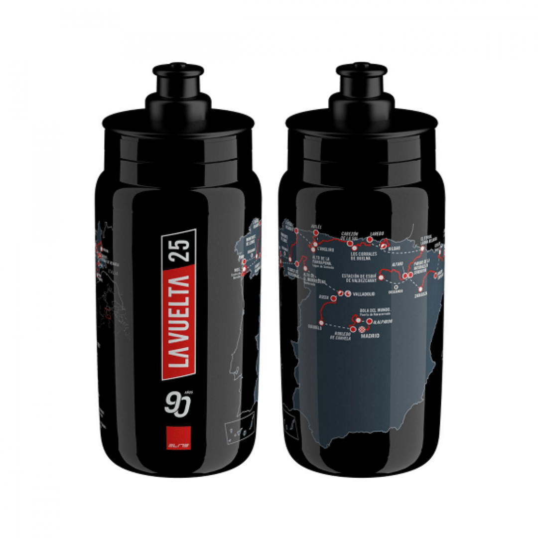 Elite Fly Vuelta 25 (Black Map) Water Bottle | 550 ml - D Byk Store