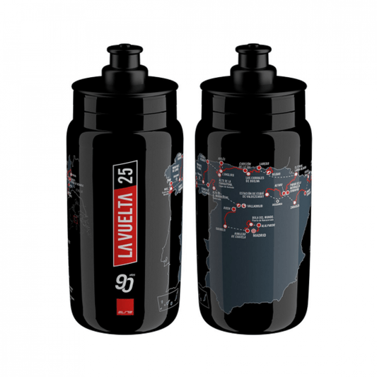 Elite Fly Vuelta 25 (Black Map) Water Bottle | 550 ml - D Byk Store