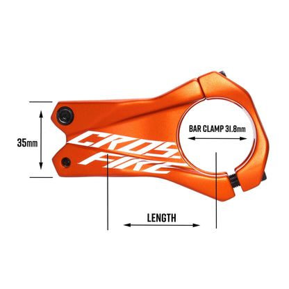 FUNN CROSSFIRE STEM Ø31.8 / Extension 35mm / Black,AL6061 Forged, 0° Rise, Steer 1 - 1/8", Ø31.8mm - D Byk Store