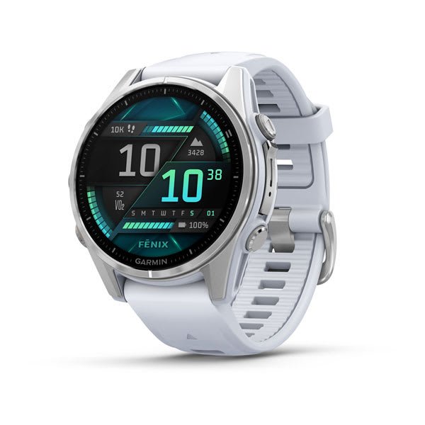 Garmin fēnix® 8 – 43 mm, AMOLED (Glass, Silver Stainless Steel, Whitestone Silicone) - D Byk Store