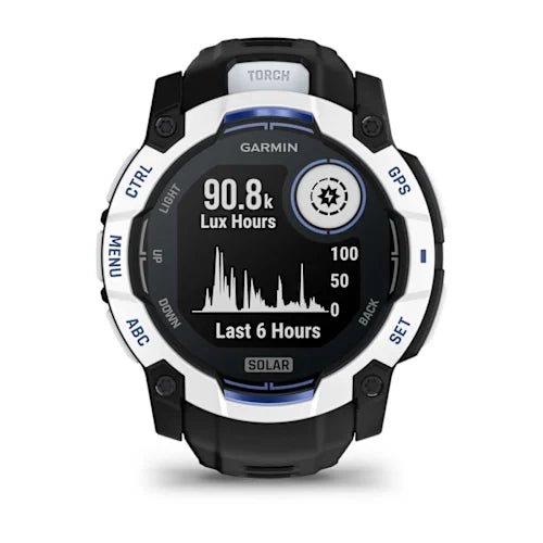 Garmin Instinct 3 Solar Smartwatch - 50mm - Whitestone with Black/Bolt Blue Band - D Byk Store