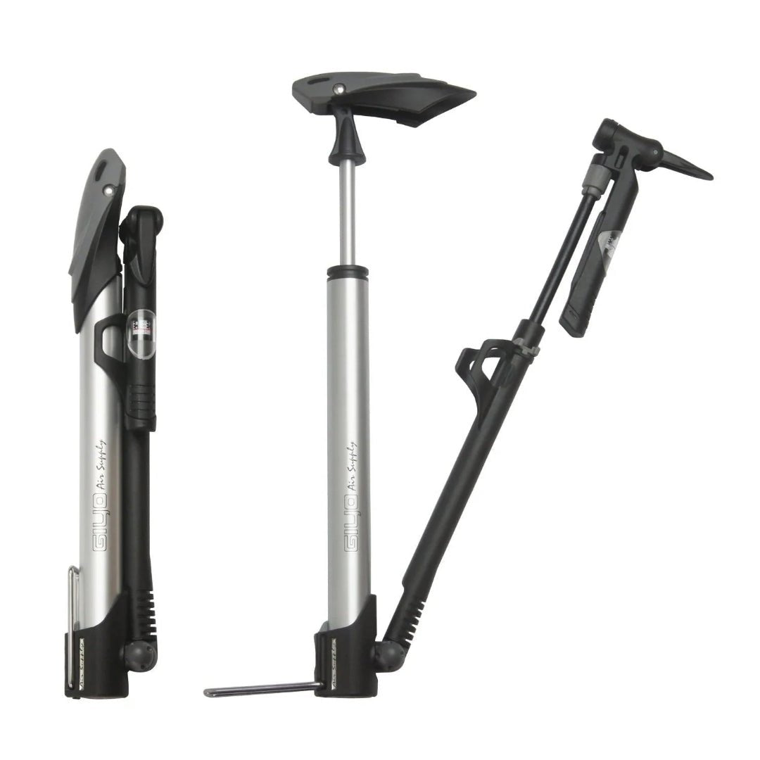 Giyo GM - 71 Micro Floor Pump W/Gauge - Silver - D Byk Store