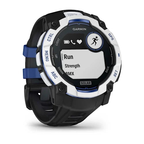 Garmin Instinct 3 Solar Smartwatch - 50mm - Whitestone with Black/Bolt Blue Band - D Byk Store