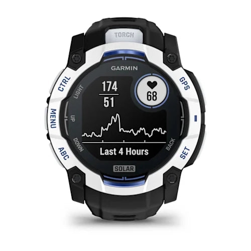 Garmin Instinct 3 Solar Smartwatch - 50mm - Whitestone with Black/Bolt Blue Band - D Byk Store