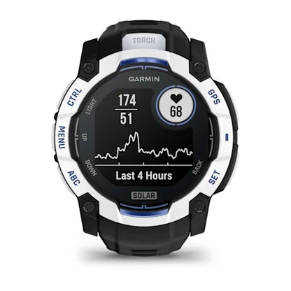 Garmin Instinct 3 Solar Smartwatch - 50mm - Whitestone with Black/Bolt Blue Band - D Byk Store