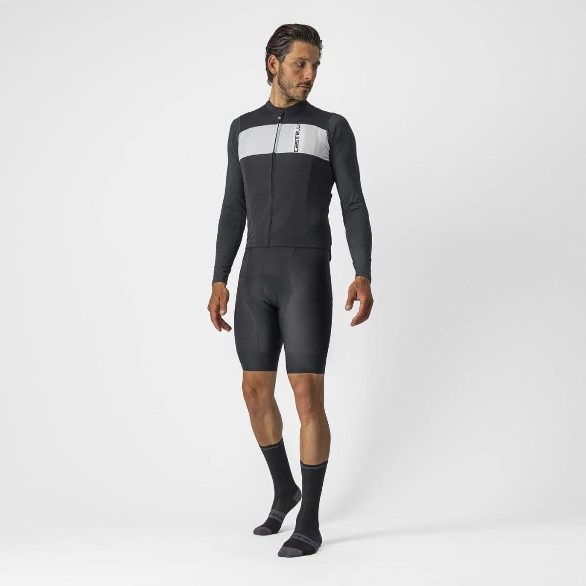 Castelli Prologo 7 Long Sleeve Jersey - Light Black/Silver Gray/Ivory
