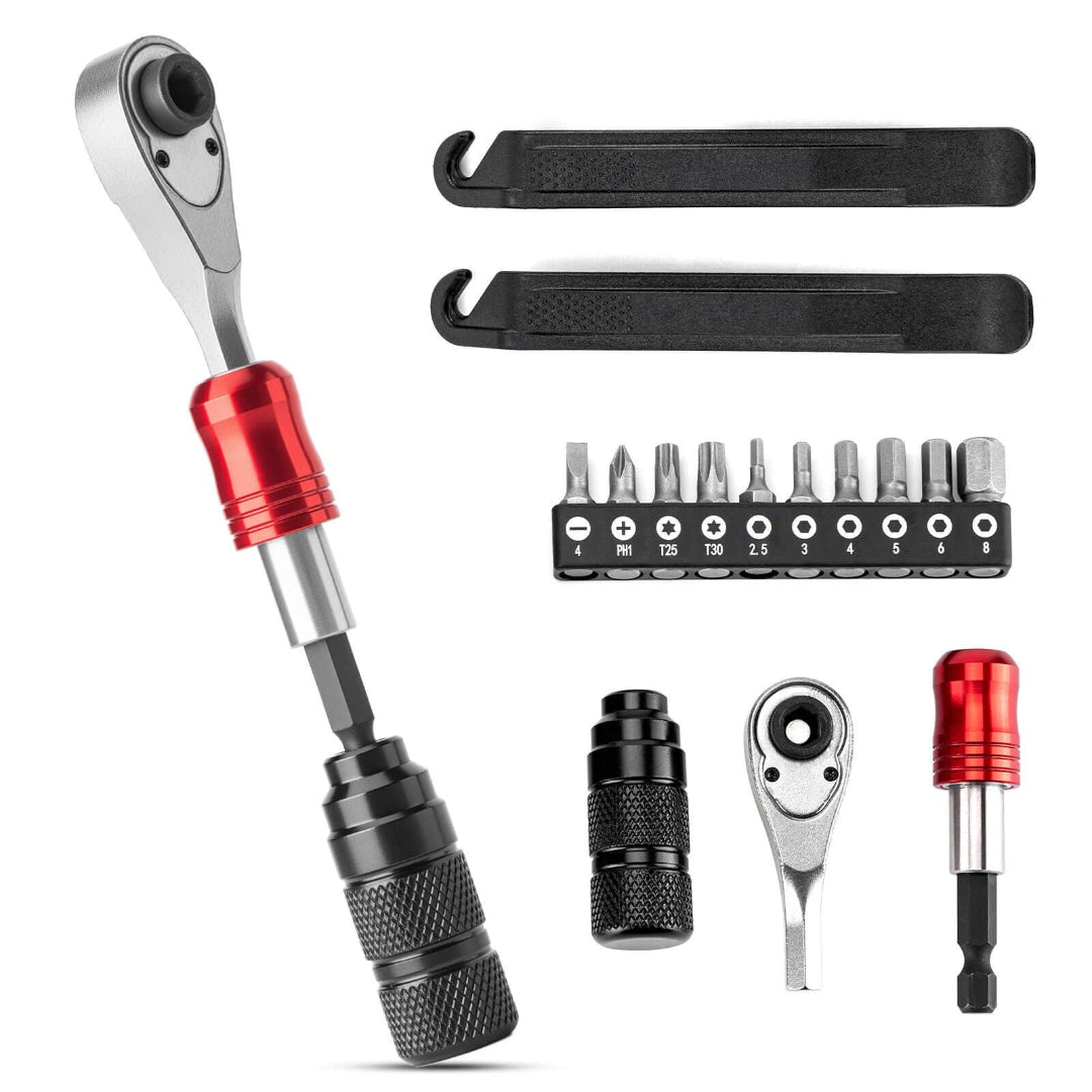 ROCKBROS Mini Ratchet Wrench with 10 Bits, Tire Wrench, and Magnetic Bits
