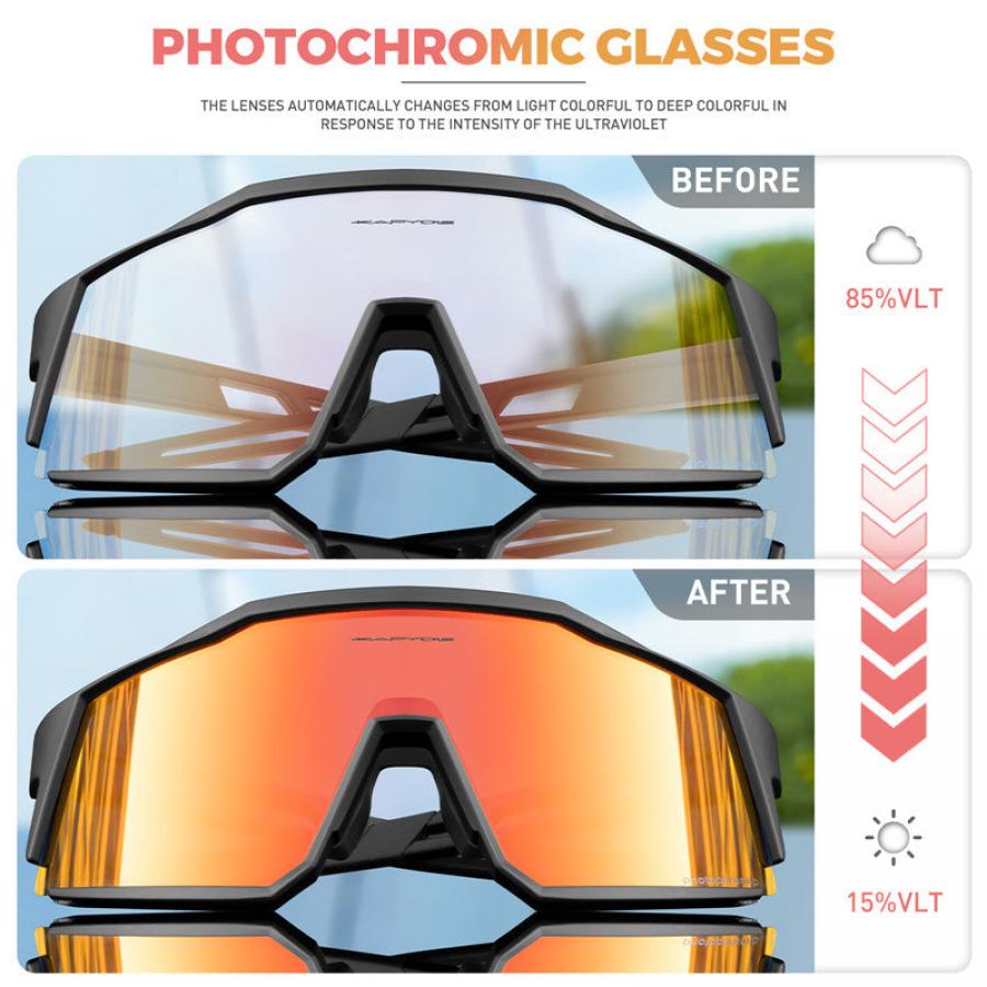 Kapvoe KE9022 Coloured Photochromic Sunglasses-Red/Clear - D Byk Store