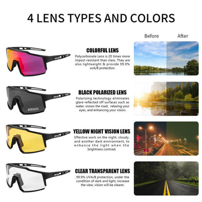 Kapvoe KE9022 Multi-Lens Sports Sunglasses-Clear/Black - D Byk Store