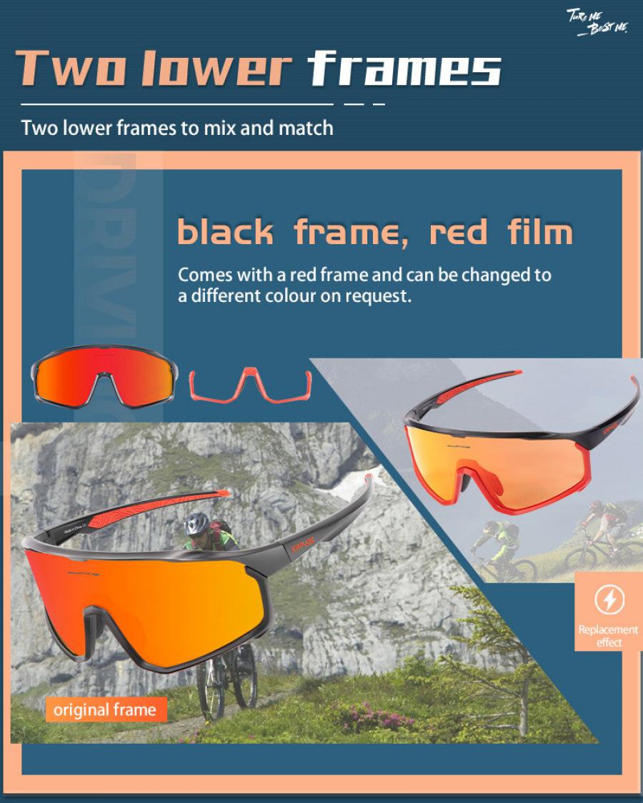 Kapvoe X93 Interchangeable Lower Frame Sunglasses-Red/Black - D Byk Store