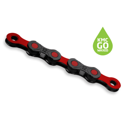 KMC Chain DLC 12 Waxed - Black/Red - D Byk Store