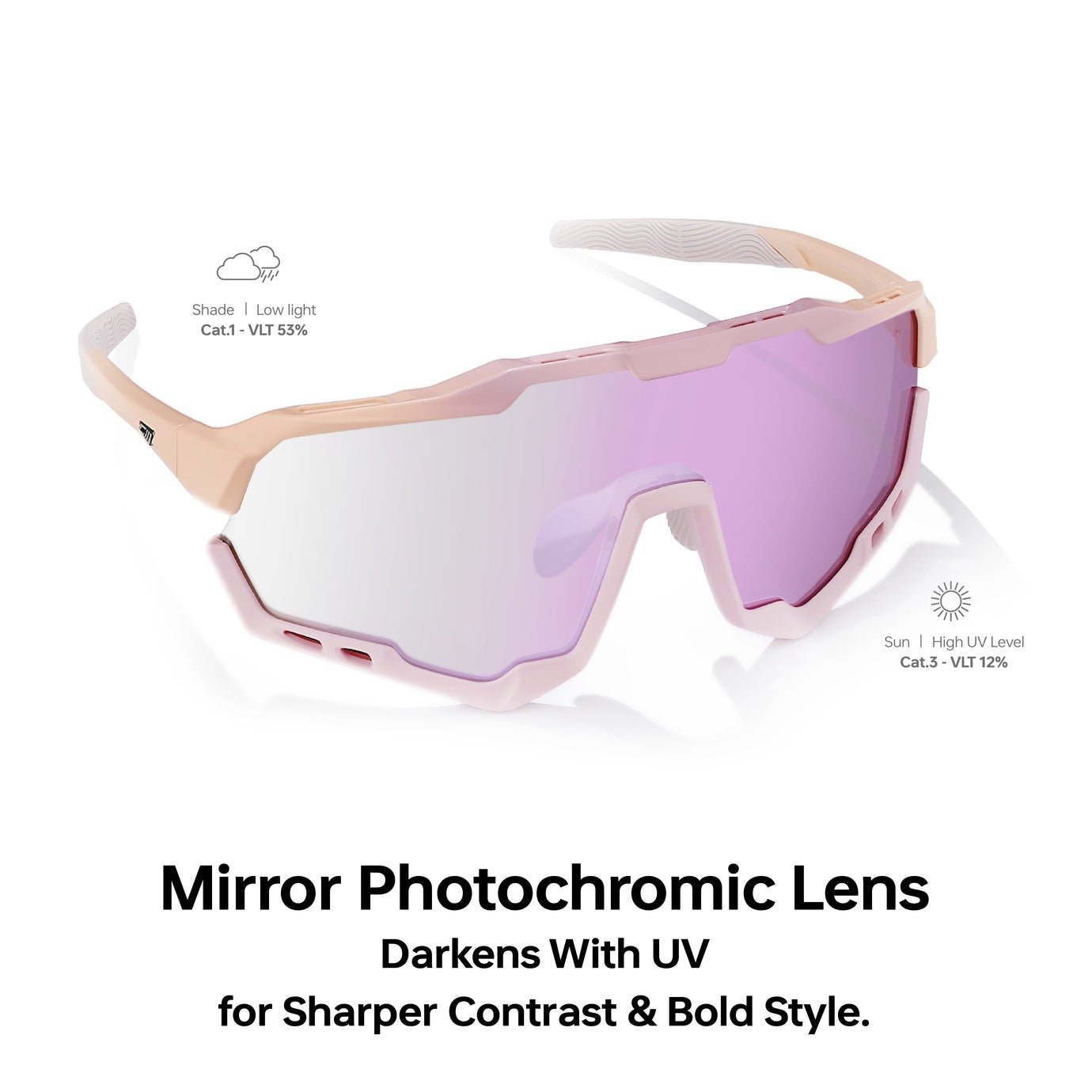 Magicshine Morpher Coloured Photochromic Sunglasses-Champagne/Pink - D Byk Store