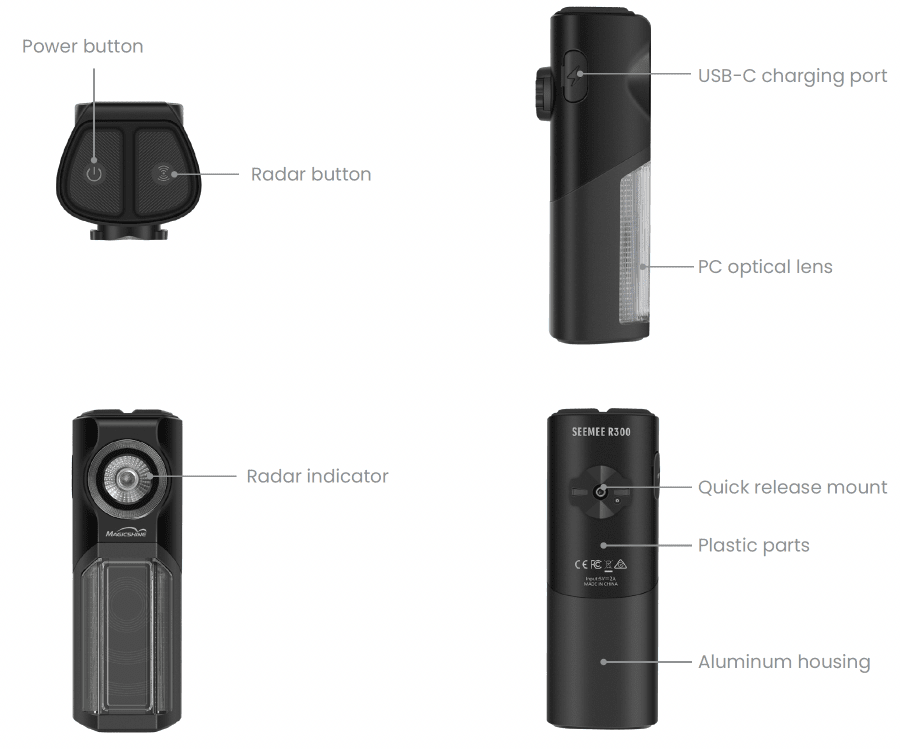 Magicshine SEEMEE R300 Radar Rear Light - Black (300 Lumens) - D Byk Store
