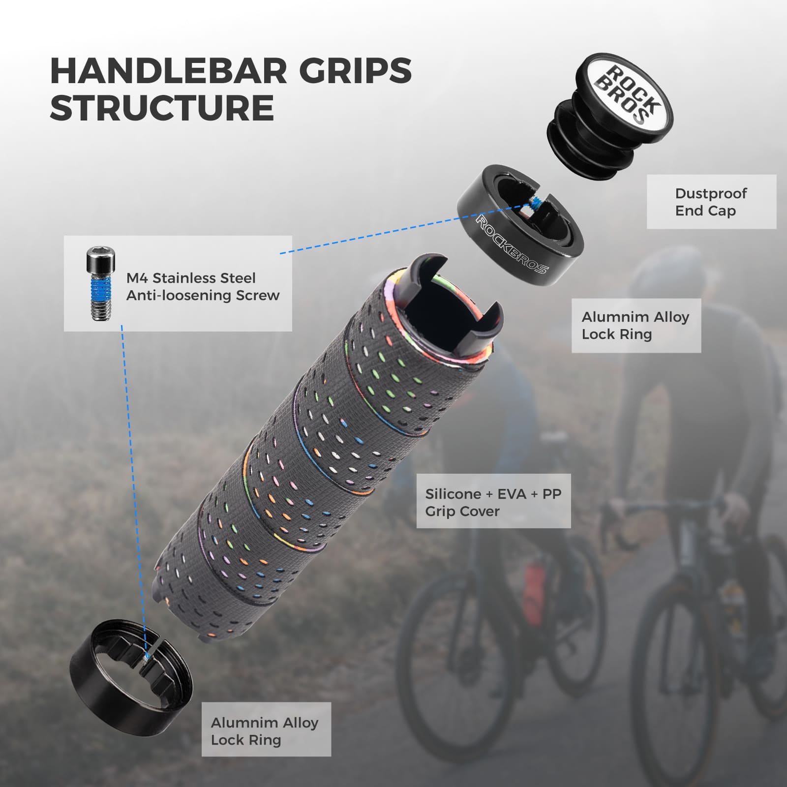 Rockbros Anti-Slip Wrap Handlebar Tape 22.2mm - Black - D Byk Store